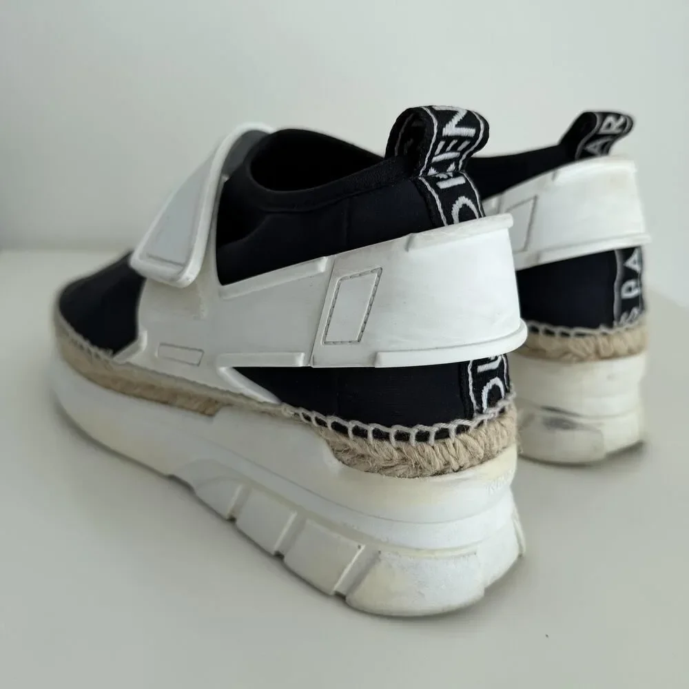 Kenzo Espadrille Sneakers Womens 8.5 EU 39 Black White Platform Rope Slip On